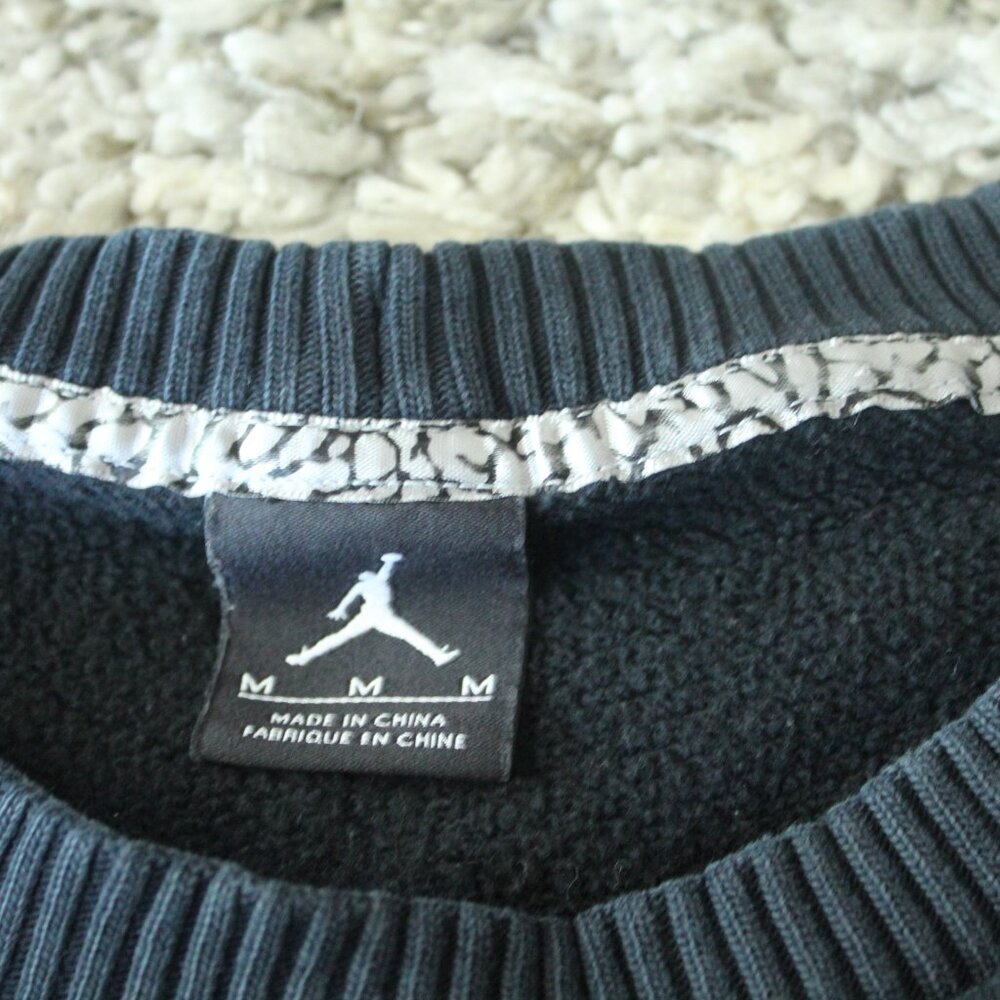 Air Jordan Black Cotton Poly Crew Neck Pullover Sweater Men's Size Medium - Picture 4 of 5